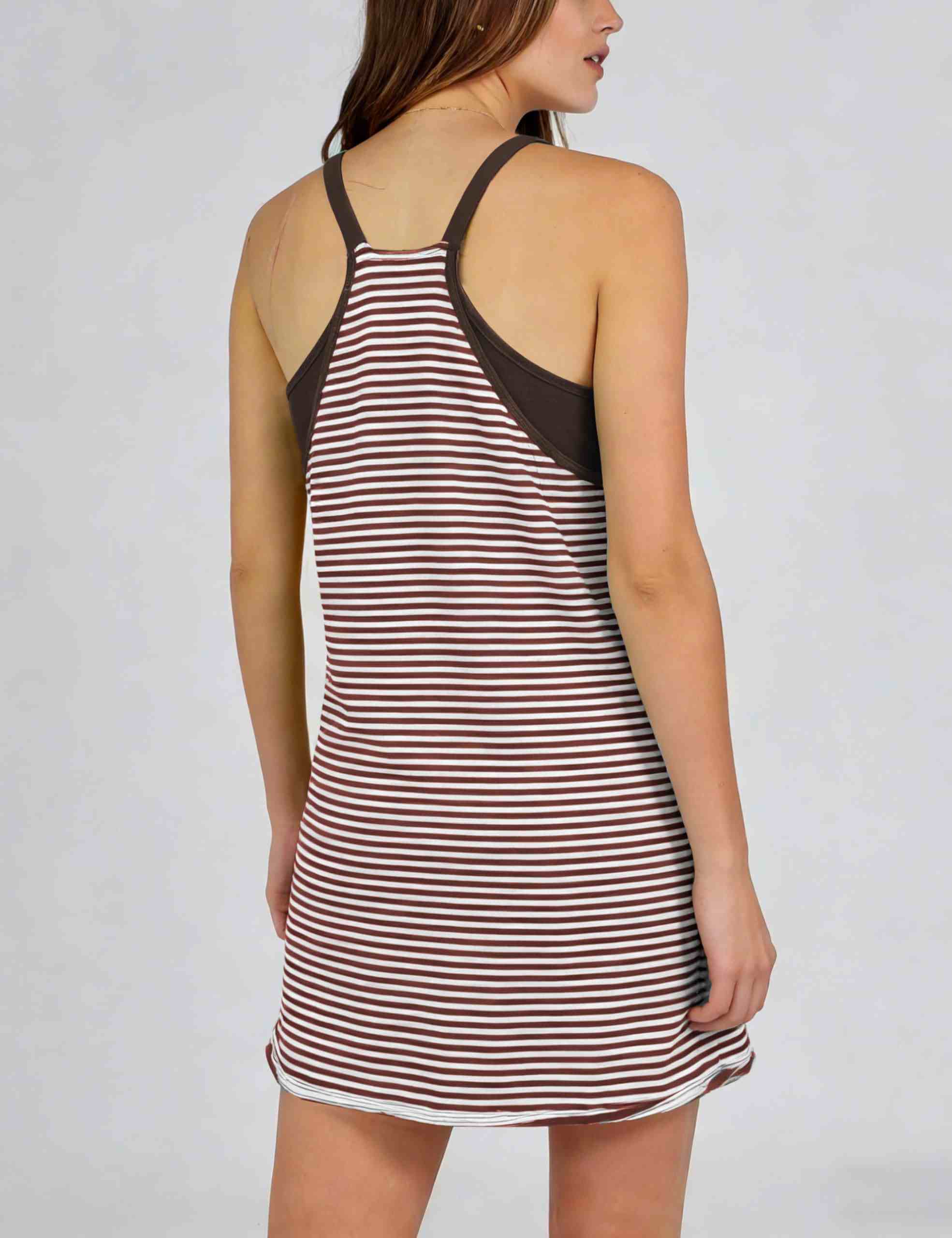 Yeokou Women Striped V Neck Dress Tennis Dress Built In Shorts