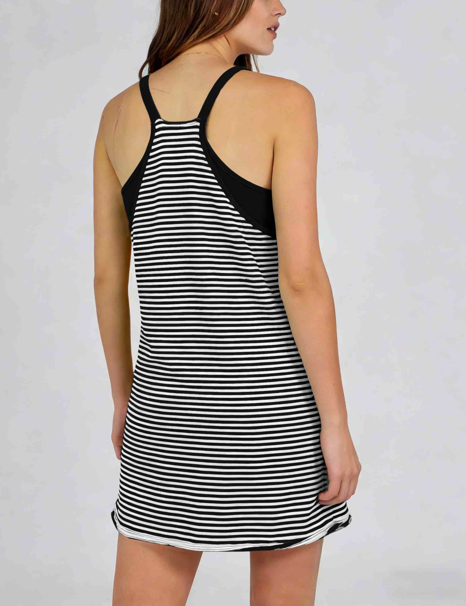 Yeokou Women Striped V Neck Dress Tennis Dress Built In Shorts