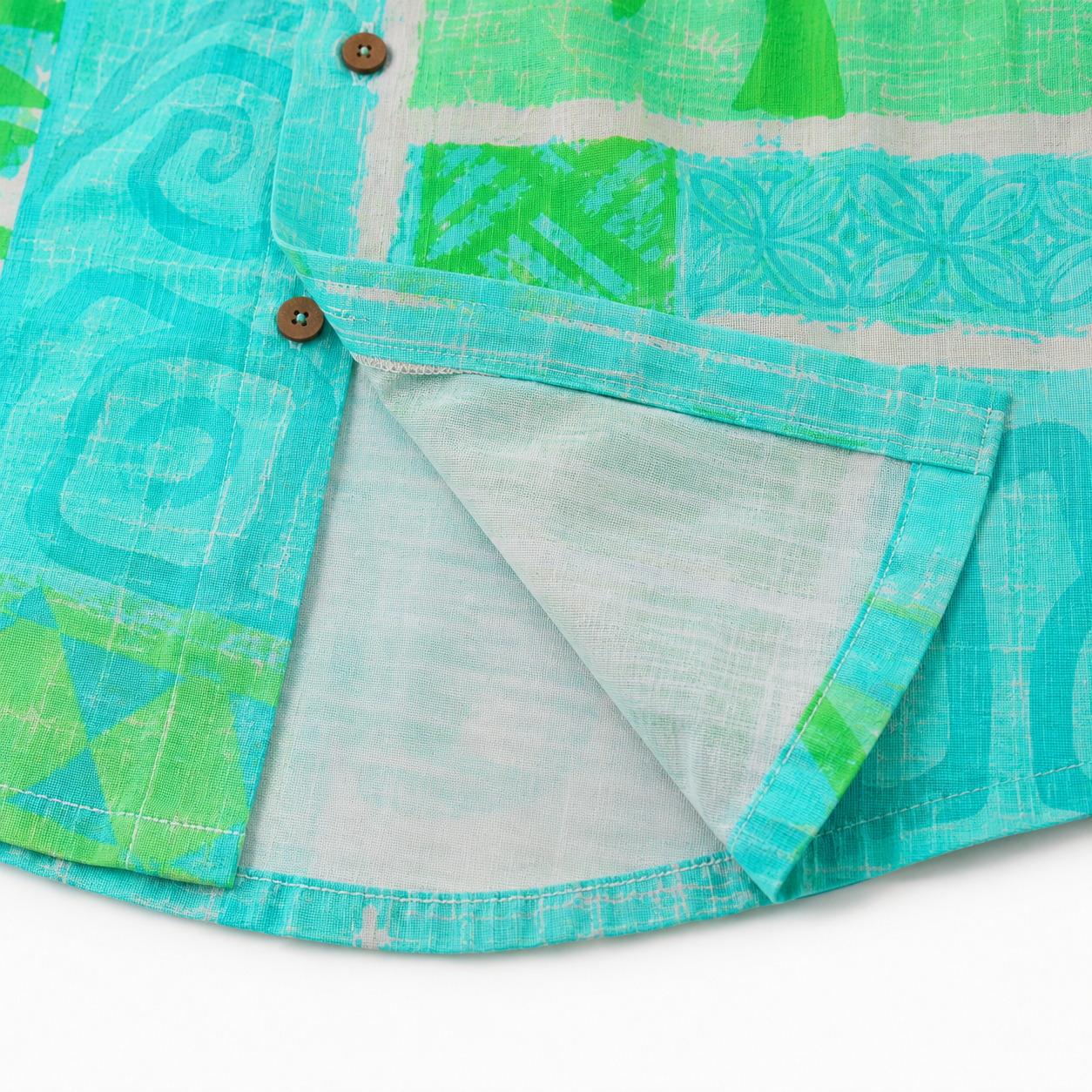 Hem and placket stitching detail