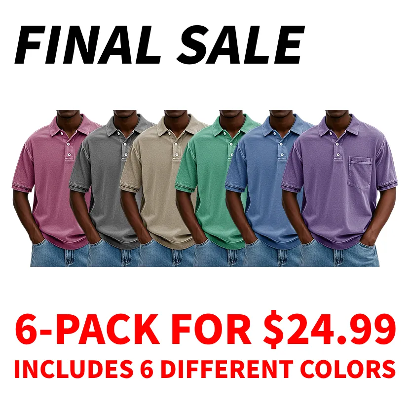 FINAL SALE⚡10 Packs for $34.99⚡ - Men's Retro Distressed Lapel Short-sleeved Pocket Polo Shirt
