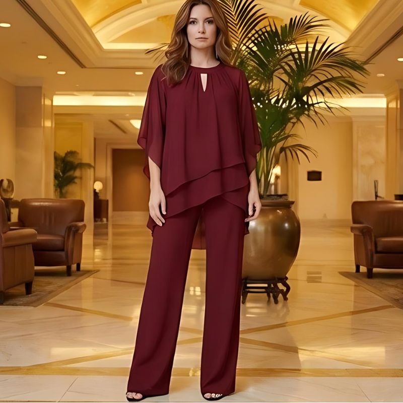 Hemveil™ – Asymmetric Sheer Overlay Wide-Leg Two-Piece Set + 50% OFF