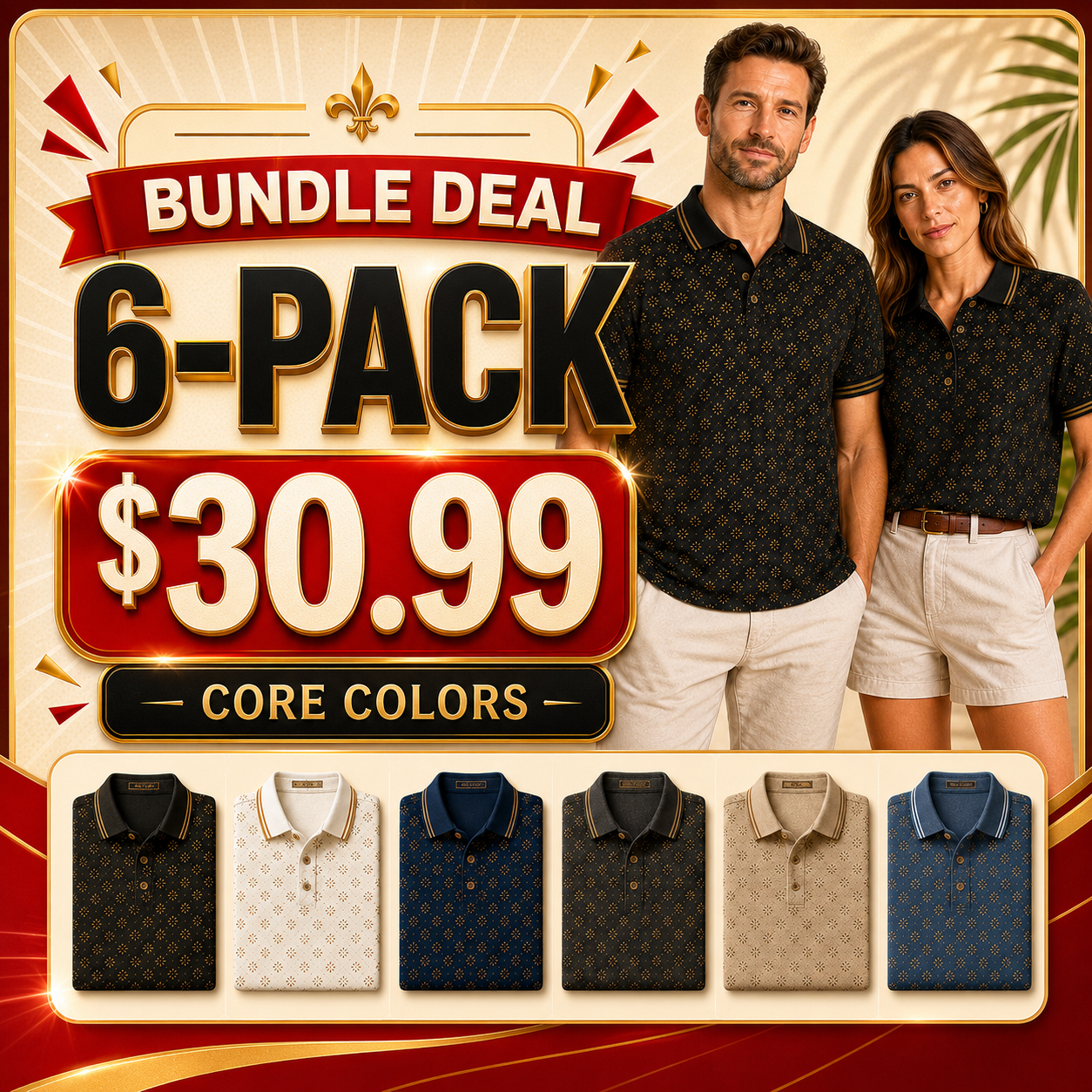 Men's and Women's Abstract Floral Print Short Sleeve Polo Shirt