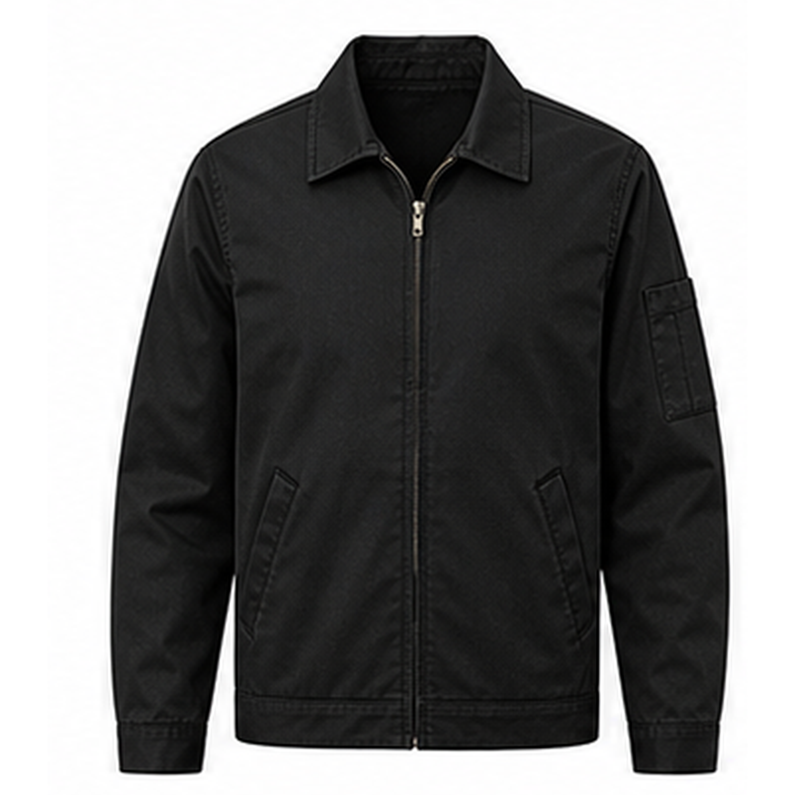 Black lightweight zip-front work jacket
