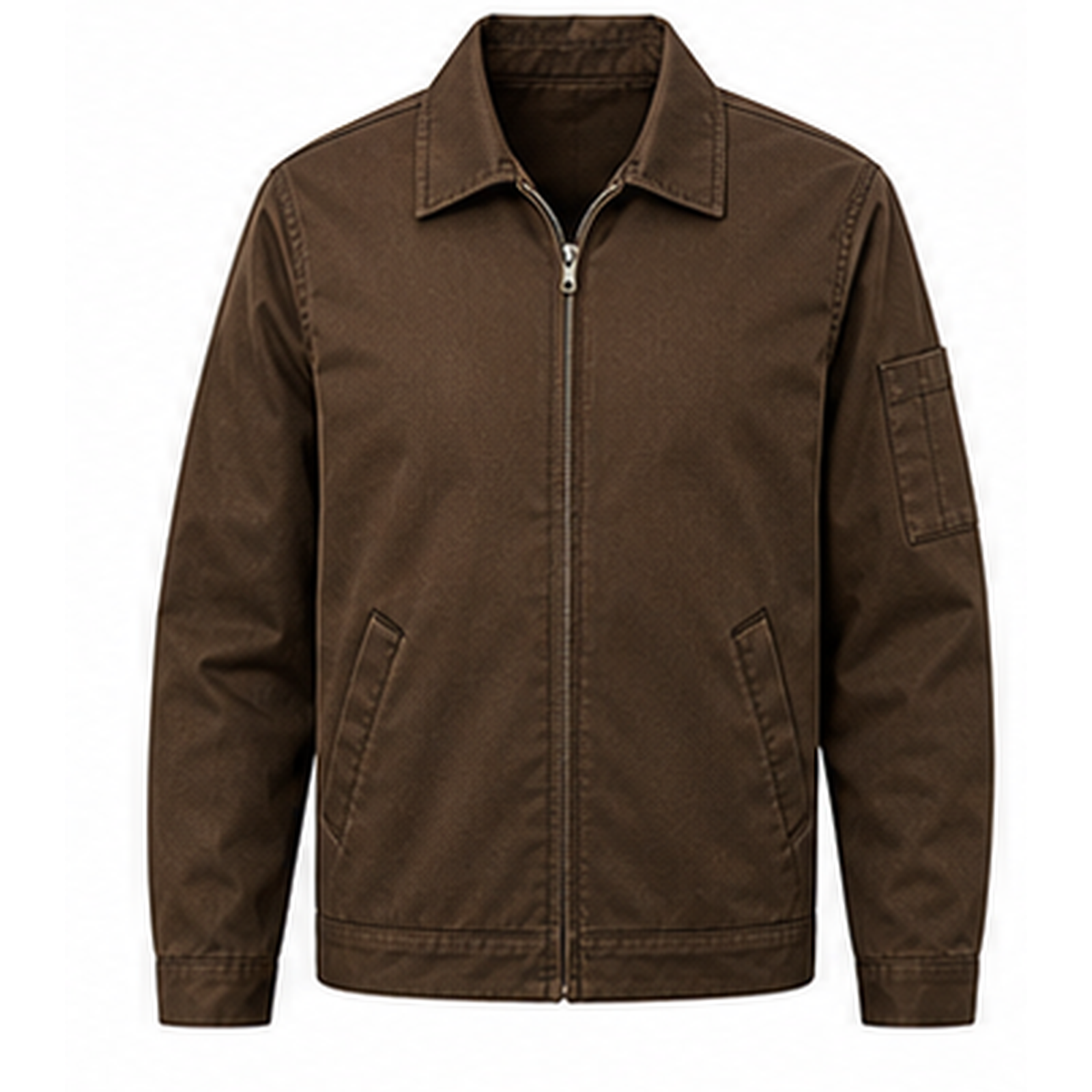 Brown lightweight zip-front work jacket
