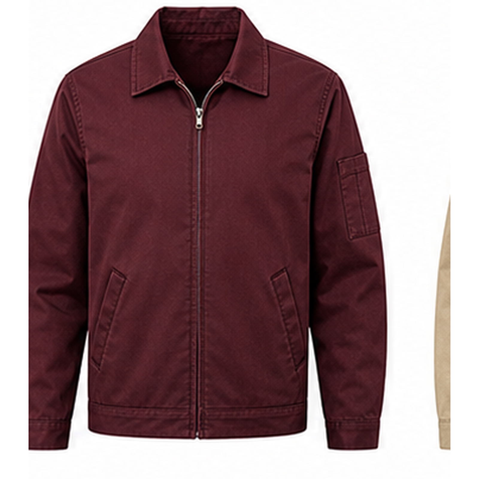Burgundy lightweight zip-front work jacket