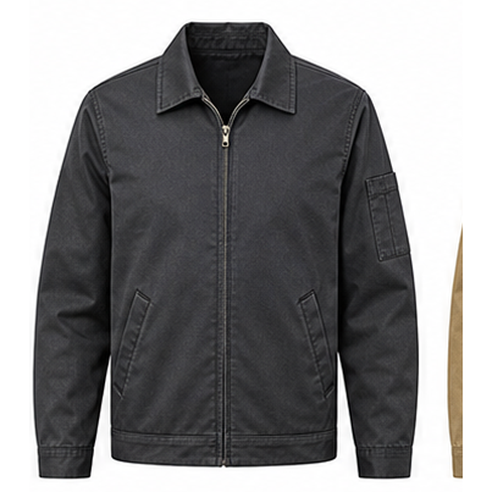 Charcoal lightweight zip-front work jacket