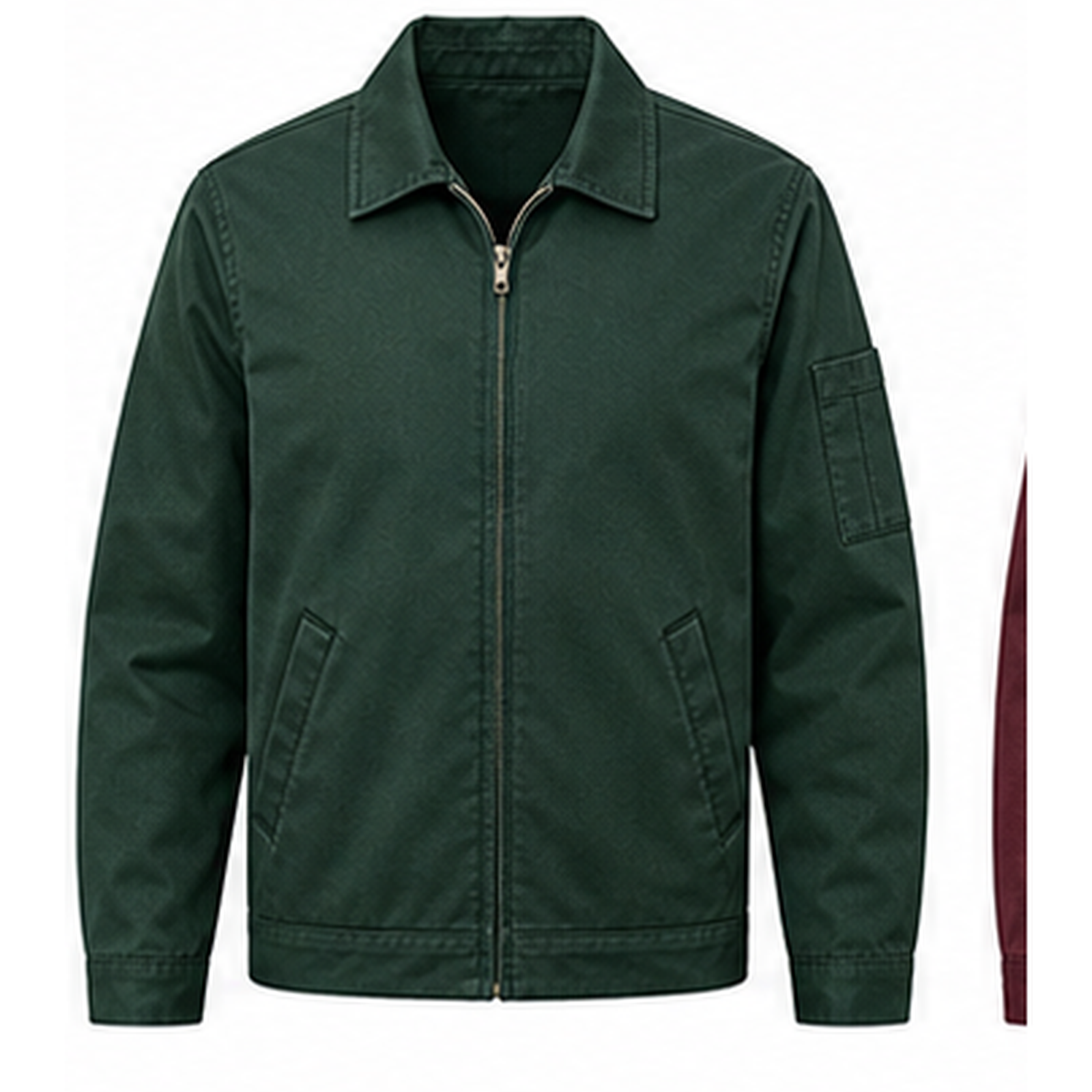 Forest Green lightweight zip-front work jacket
