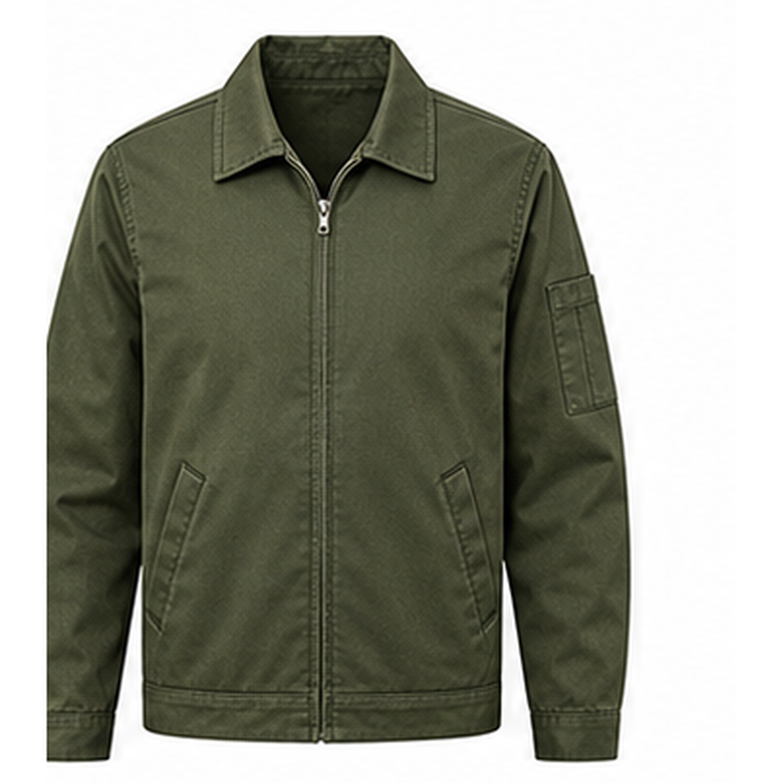 Olive lightweight zip-front work jacket