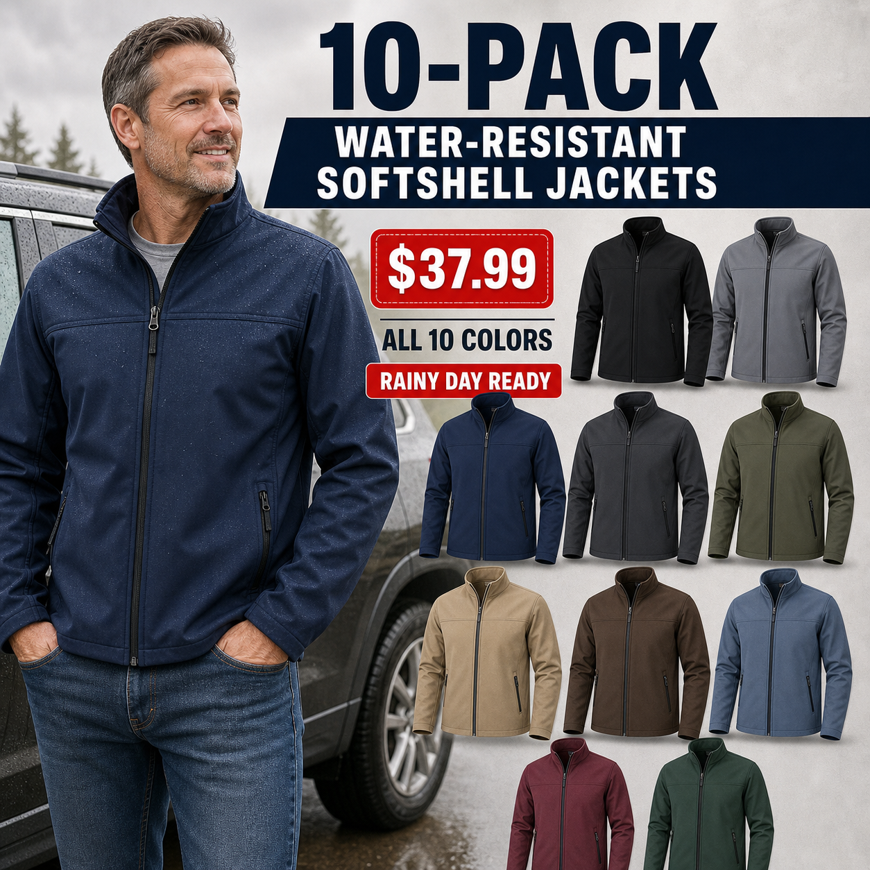 Men's Water-Resistant Windproof Softshell Jackets