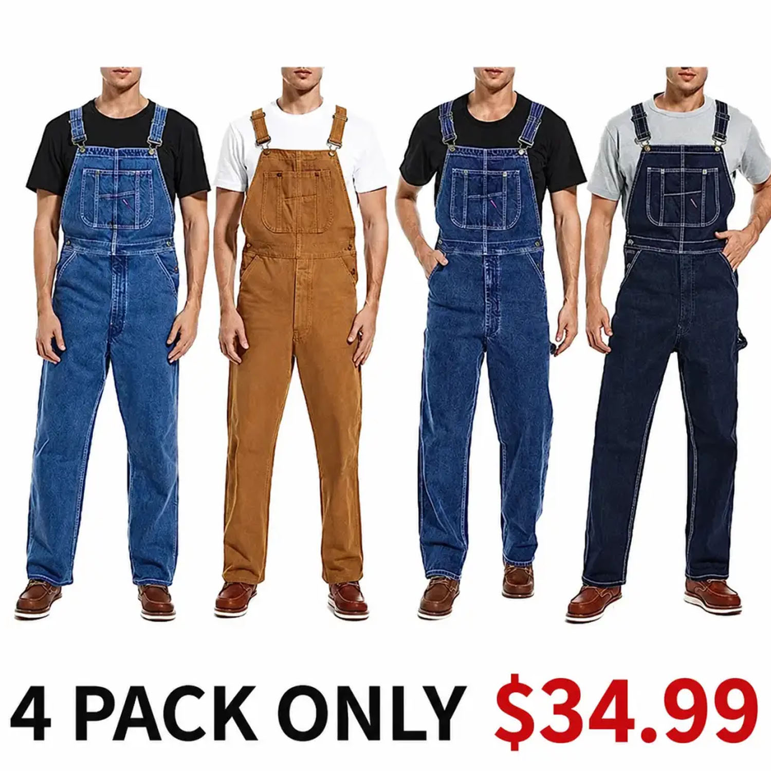 🔥Last Day Promotion🔥Men's Denim Bib Overalls, Workwear with Adjustable Straps and Convenient Tool Pockets