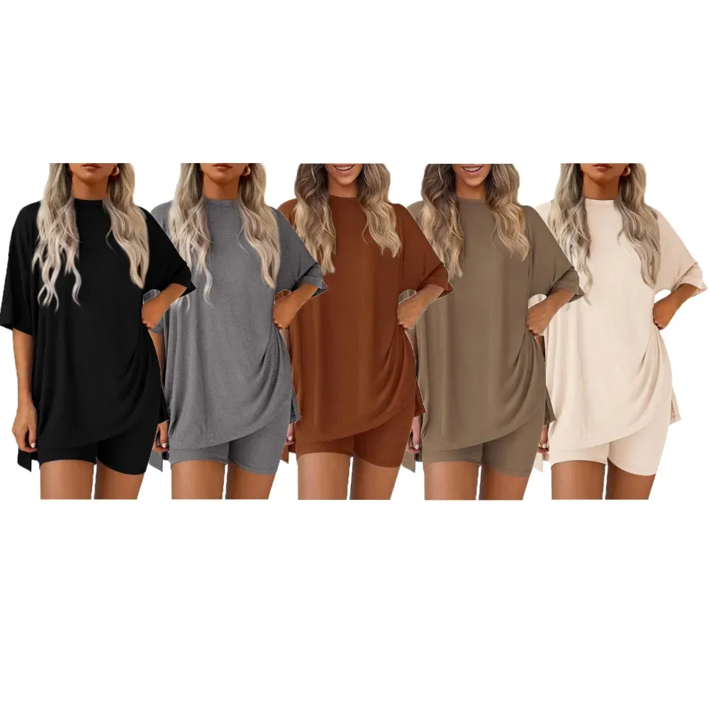 🔥Women's Casual Loose-fitting Two-Piece Set (Crew Neck/V-Neck) 🔥 10-Piece Set - Includes All Colors, Only $24