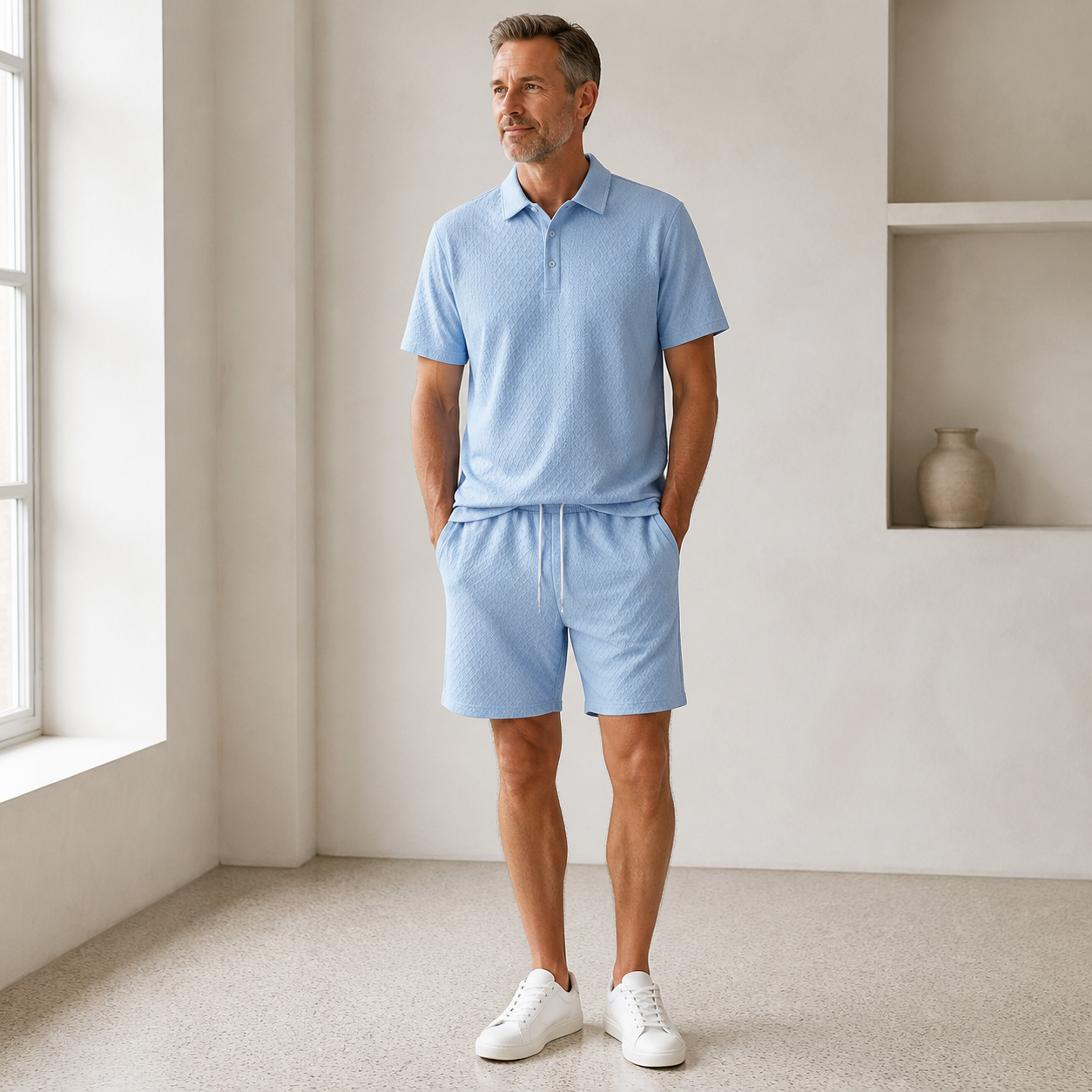 Ensemble complet homme avec baskets blanches