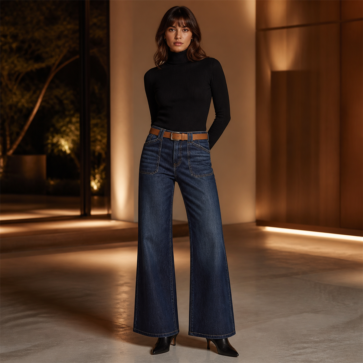 Jean large femme à poches plaquées et coupe décontractée - Troisième idée de tenue