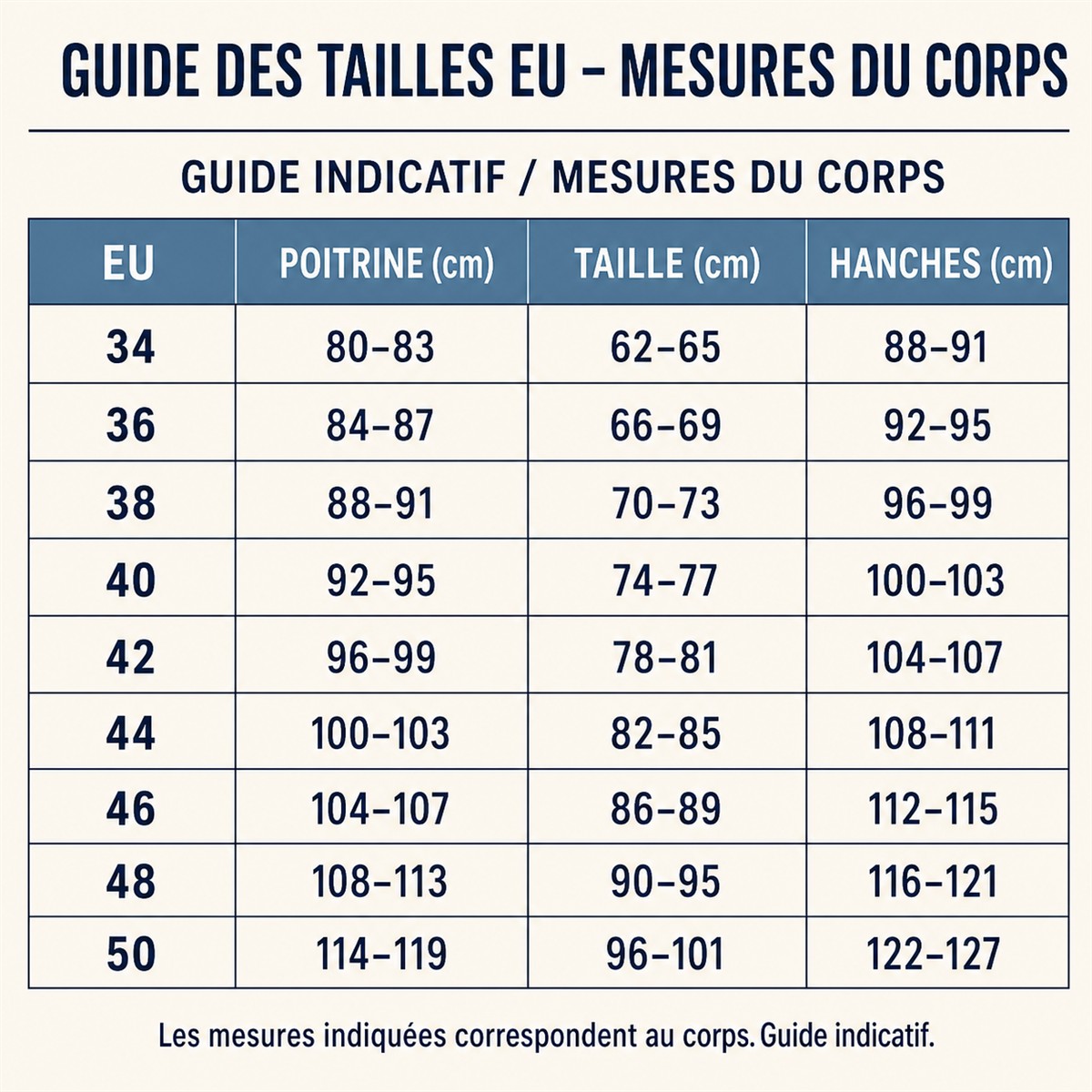 Ensemble femme 2 pièces décontracté avec haut ample et pantalon court large - Guide indicatif des tailles EU