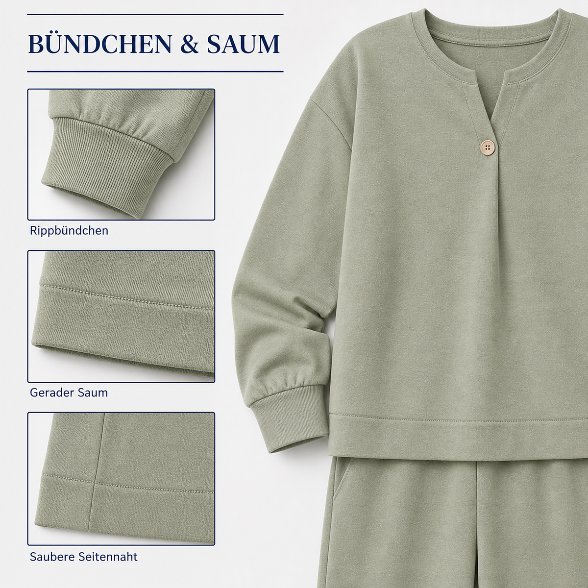 1tu0731003 Detailansicht von Bündchen Saum und Seitennaht