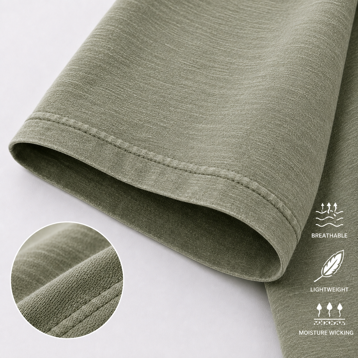 Lightweight washed fabric texture detail