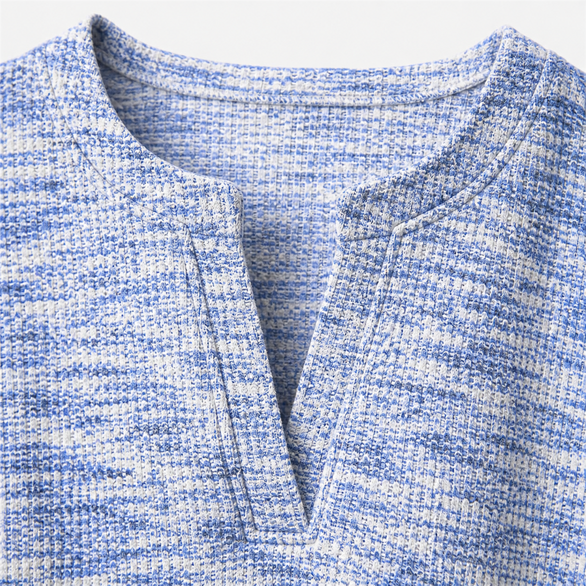 Women's Textured Notch-Neck Long-Sleeve Pullover Top - Detail of