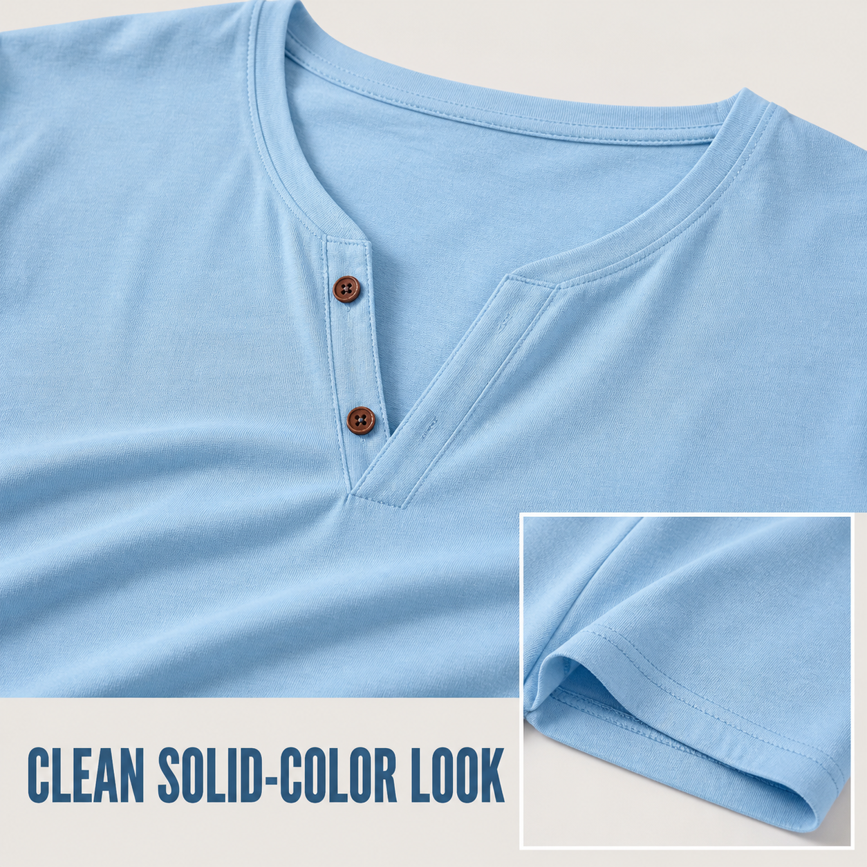 Men's Two-Button V-Neck Short-Sleeve Henley T-Shirt - Worn in a bright casual setting