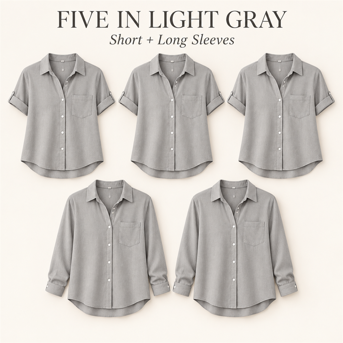 Women's Linen-Look Button-Down Shirt - 5-Piece Pink Set