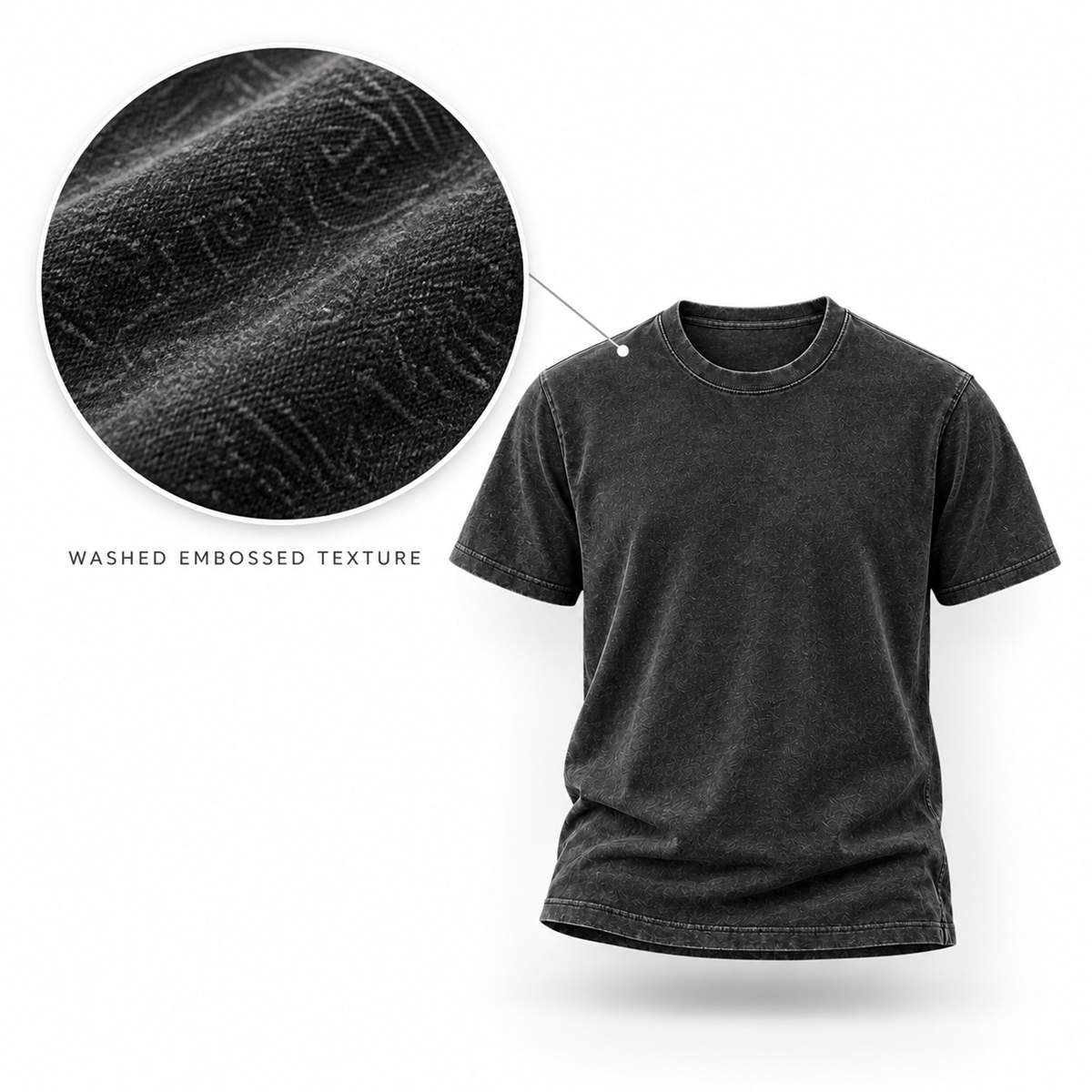 Men's Washed Embossed Crew-Neck T-Shirt - Close view of the tonal texture