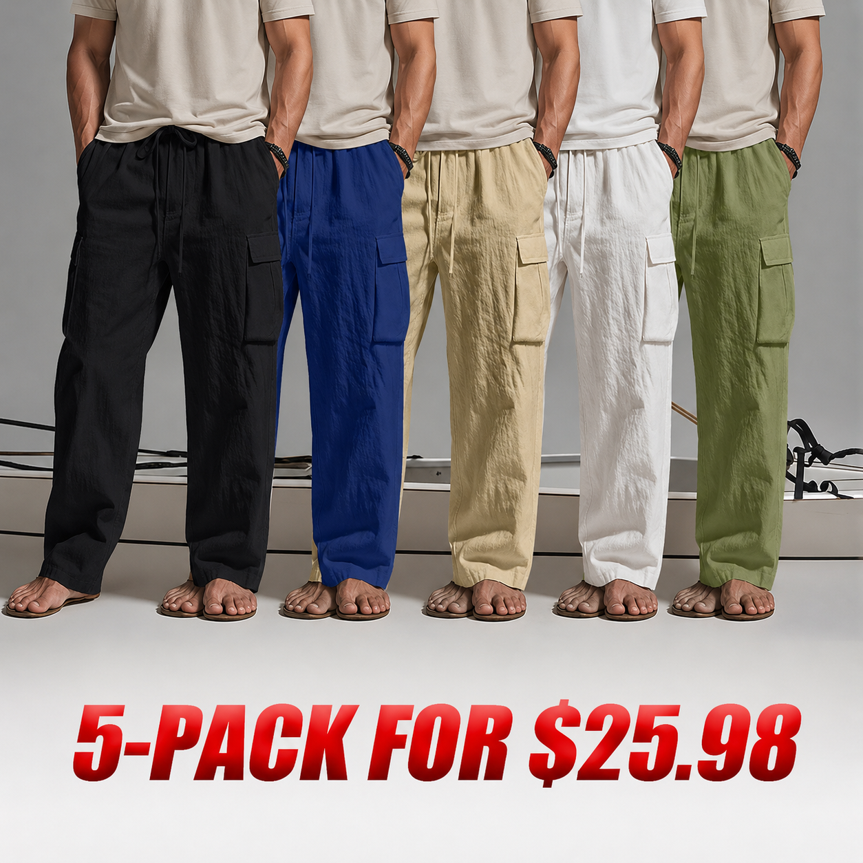 Men's Cargo Pants Trousers Summer Pants Beach Pants Gauze Pants Drawstring Elastic Waist Multi Pocket Plain Comfort Breathable Outdoor Daily Holiday Fashion Classic Style