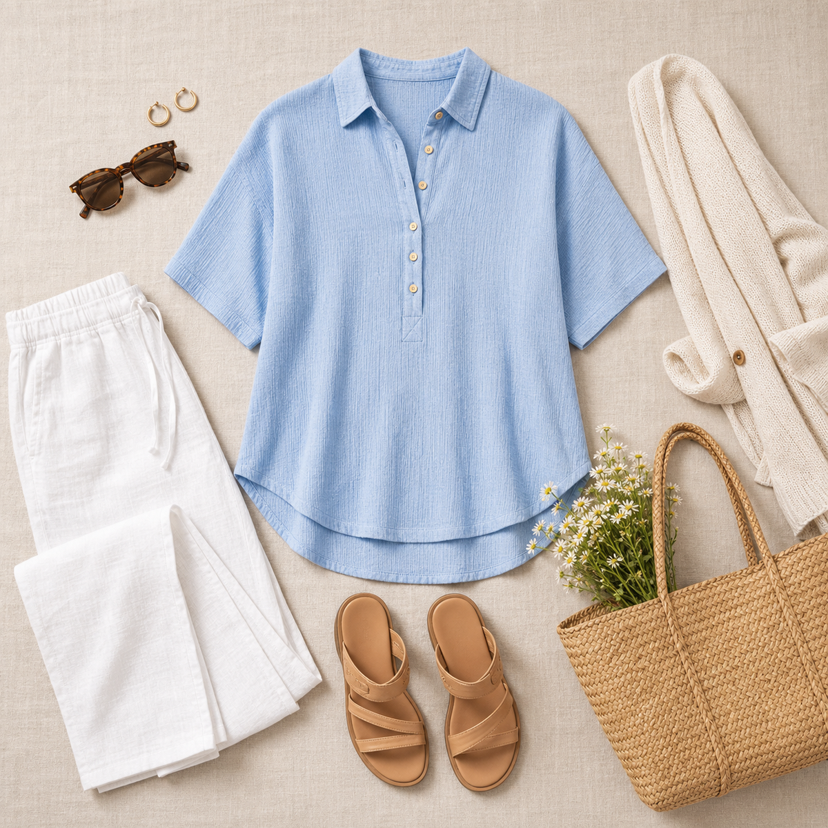 5tu0724002 combinaison de style avec blouse à manches courtes pour femmes
