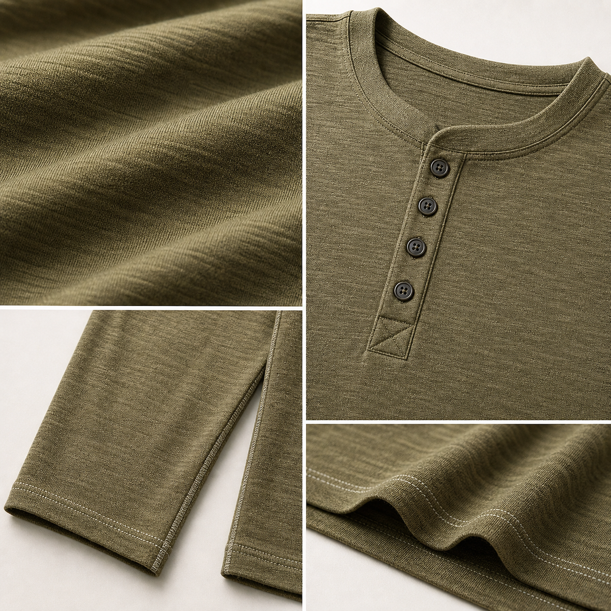 Stoffstruktur und Verarbeitung des Henley-Shirts