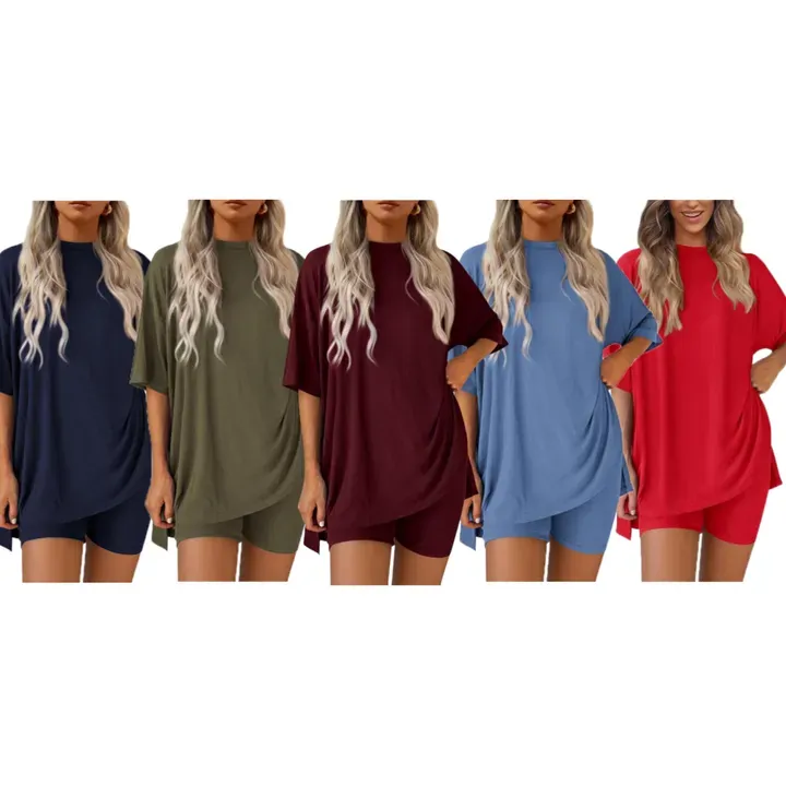 🔥Women's Casual Loose-fitting Two-Piece Set (Crew Neck/V-Neck) 🔥 10-Piece Set - Includes All Colors, Only $24