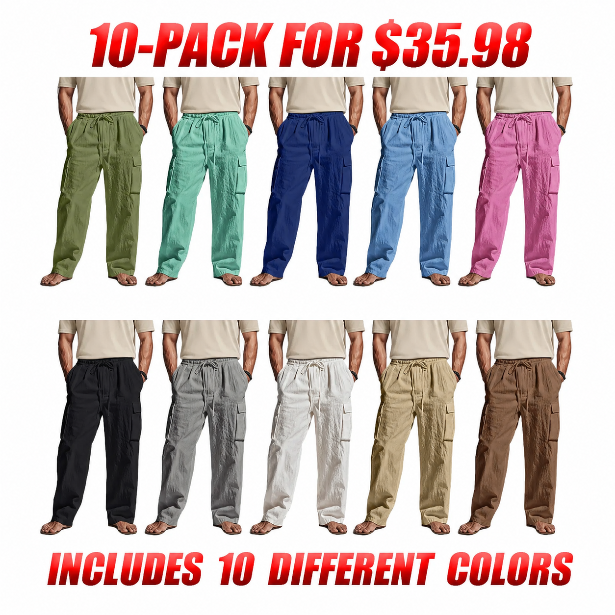 Men's Cargo Pants Trousers Summer Pants Beach Pants Gauze Pants Drawstring Elastic Waist Multi Pocket Plain Comfort Breathable Outdoor Daily Holiday Fashion Classic Style