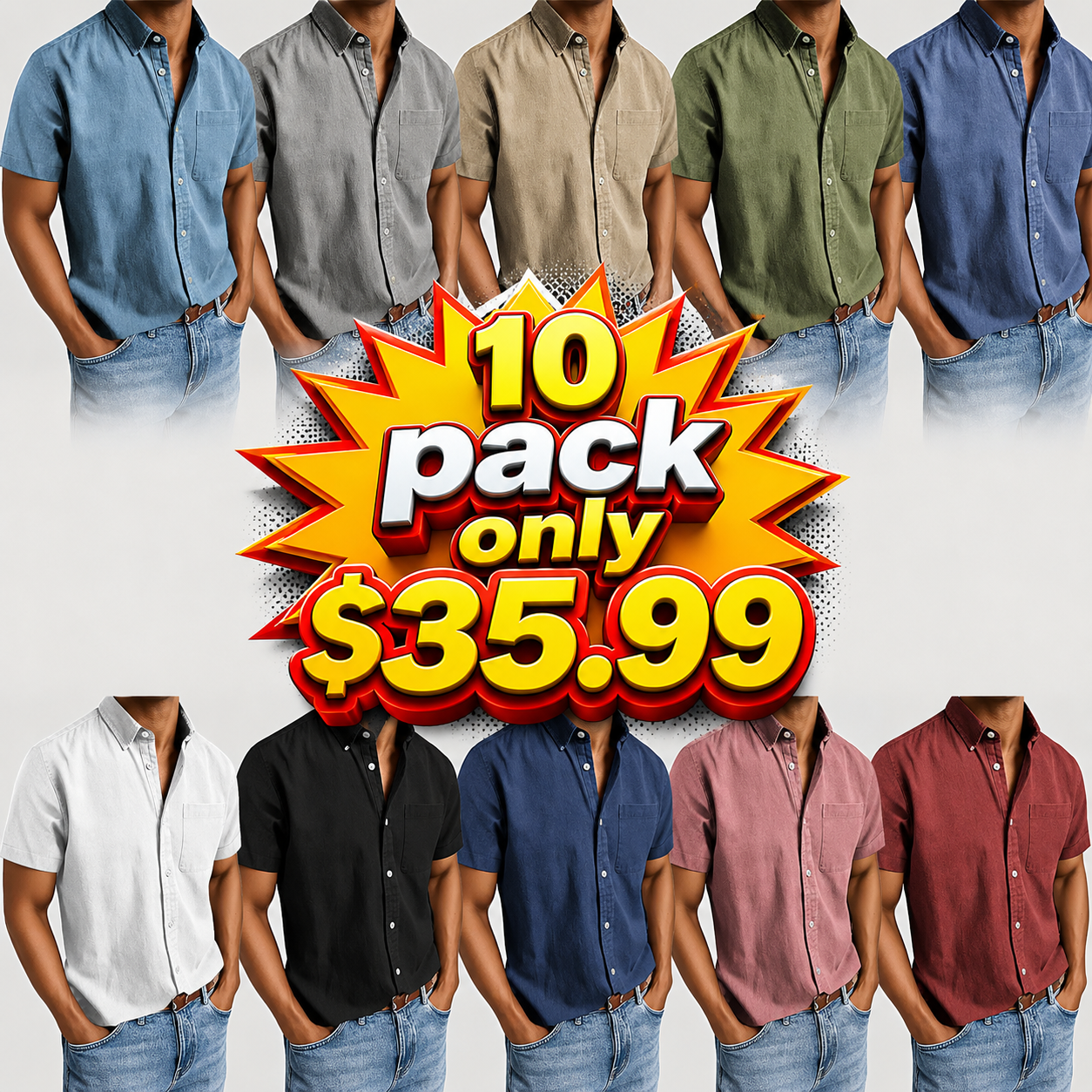 Men's Basic Retro Washed Pocket Short-sleeved Shirt