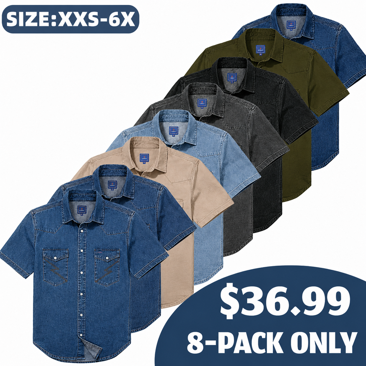 🔥 Hot Sale 🔥 Men's Short-Sleeve Washed Denim Work Shirt