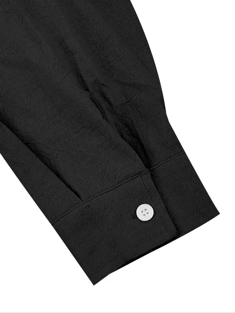 Men's Linen Casual Long Sleeve Polo Shirt