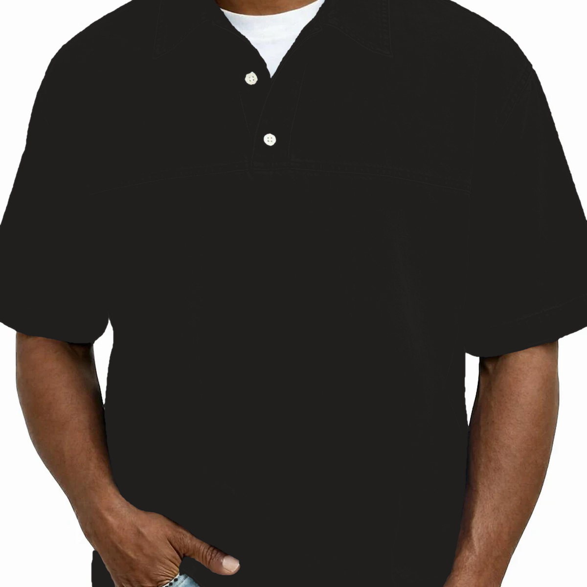 Men's Garment-Dyed Short Sleeve Henley Collar Polo Shirt