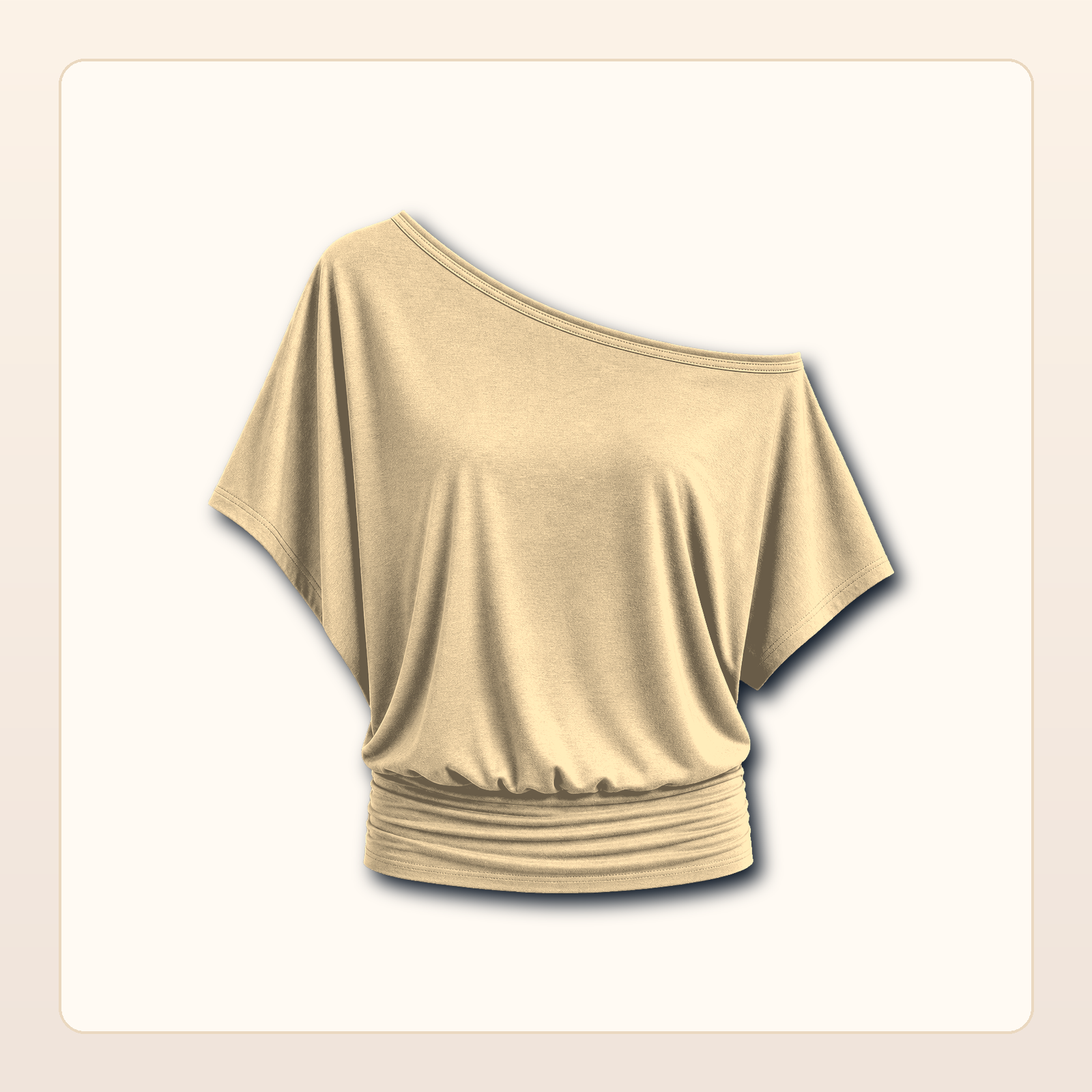 Women's One Shoulder Draped Batwing Short Sleeve Top