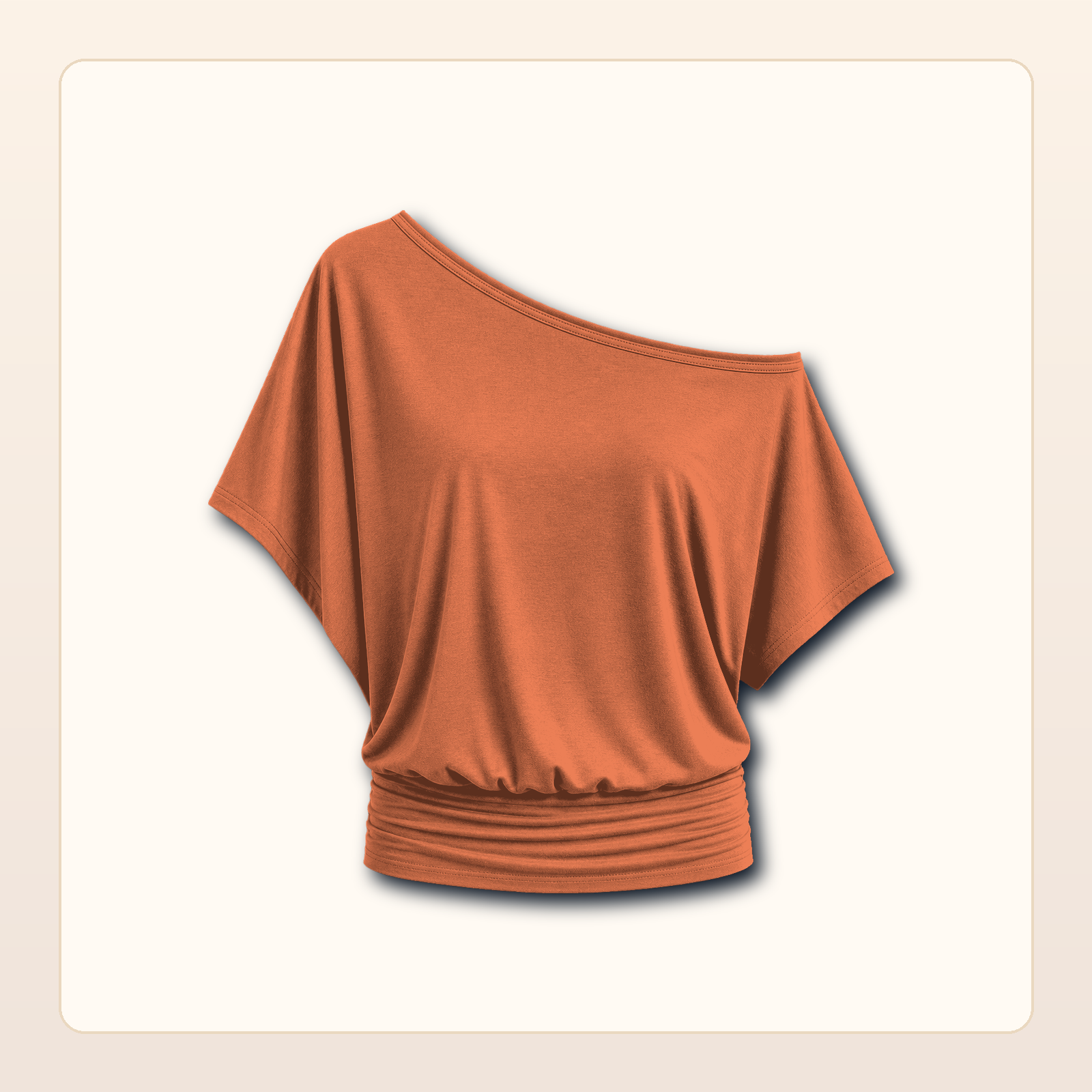 Women's One Shoulder Draped Batwing Short Sleeve Top