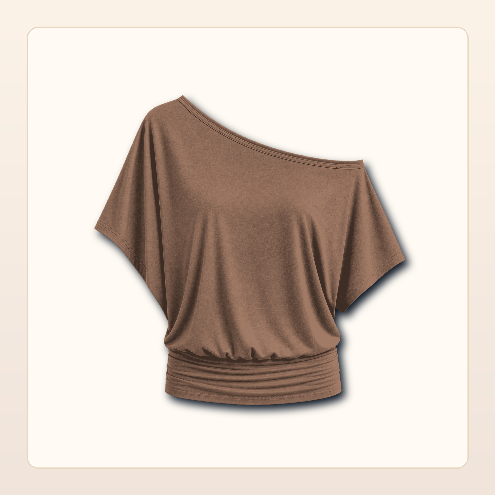 Women's One Shoulder Draped Batwing Short Sleeve Top