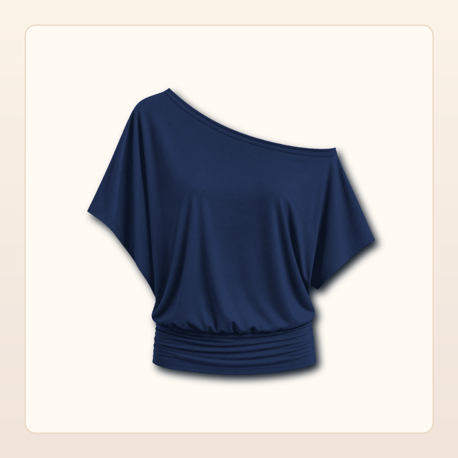 Women's One Shoulder Draped Batwing Short Sleeve Top