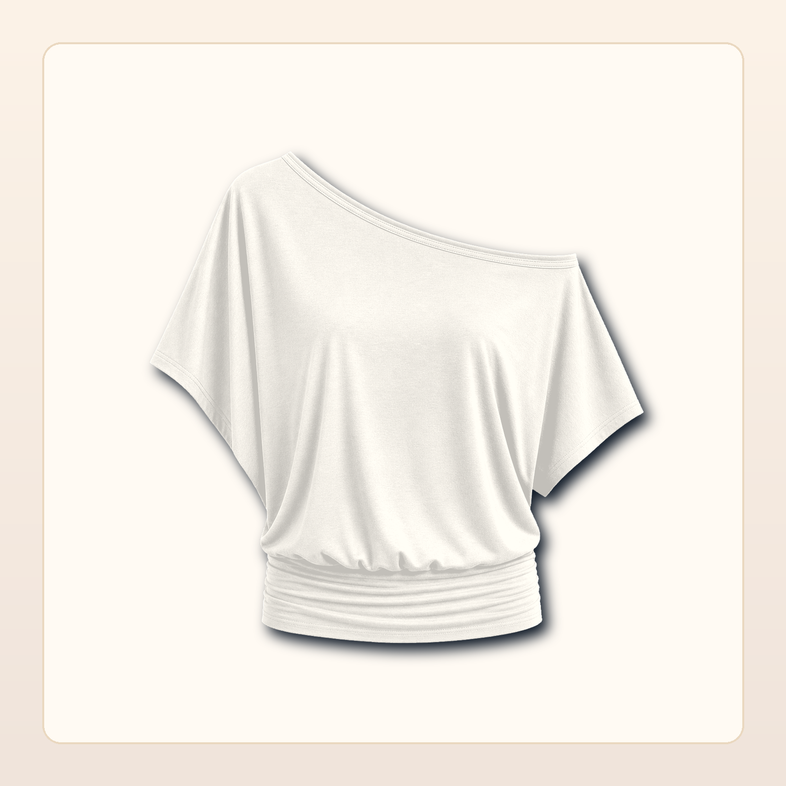 Women's One Shoulder Draped Batwing Short Sleeve Top