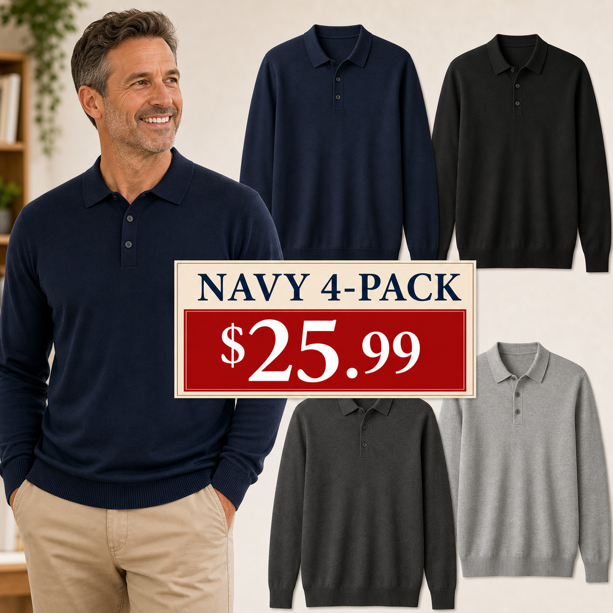 Men's Lightweight Knit Polo Sweaters