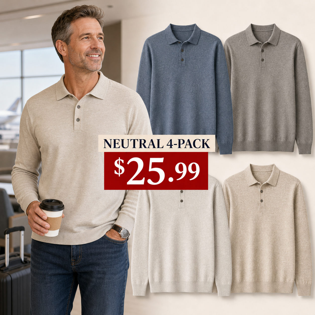 Men's Lightweight Knit Polo Sweaters