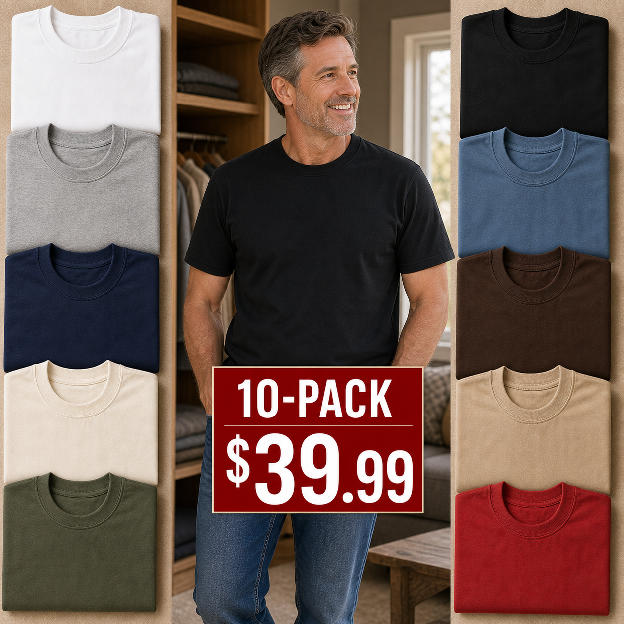 Men's Heavyweight Cotton Crew Neck T-Shirts