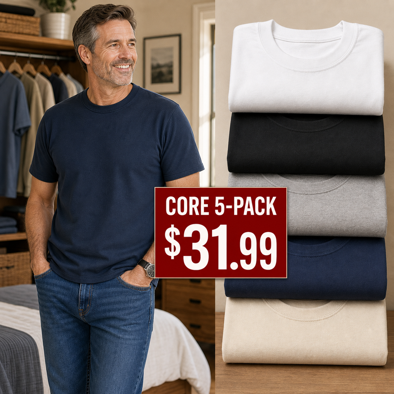 Men's Heavyweight Cotton Crew Neck T-Shirts