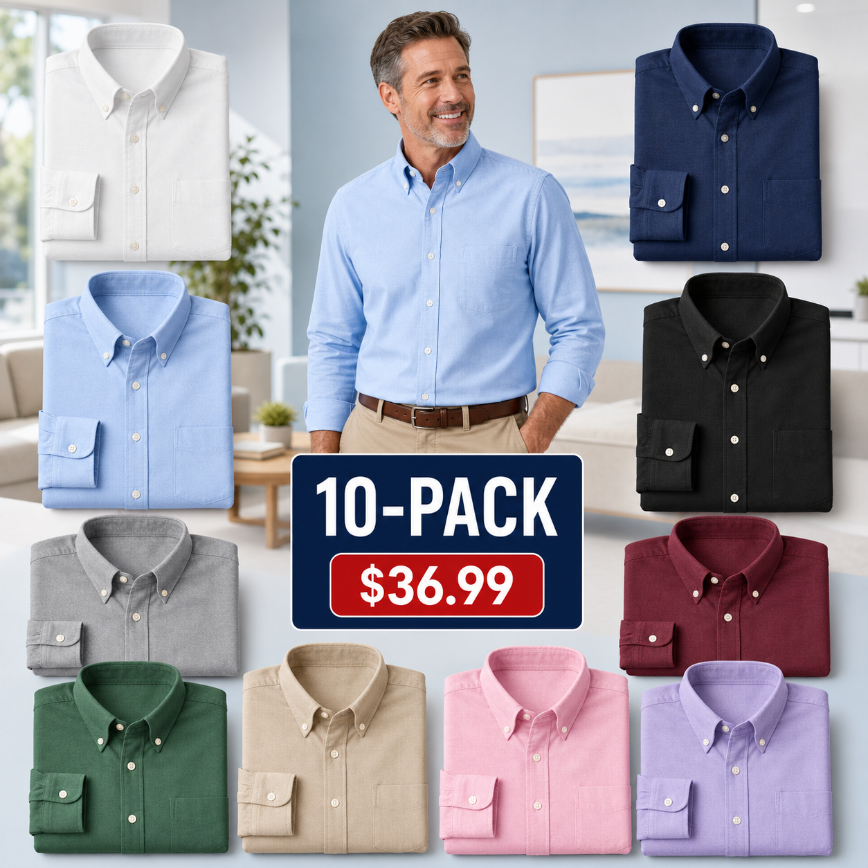 Men's Wrinkle-Free Oxford Button-Down Shirts