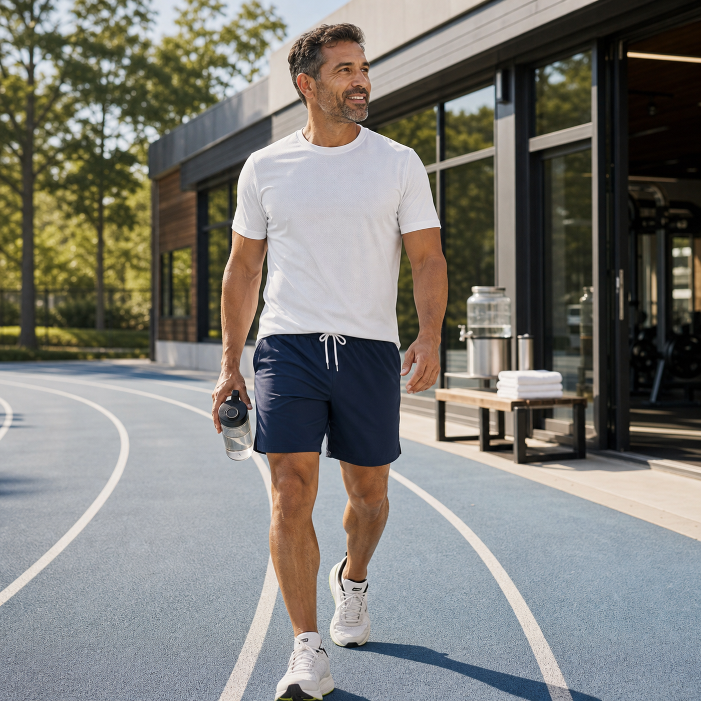 Men's performance training shorts scene wearing
