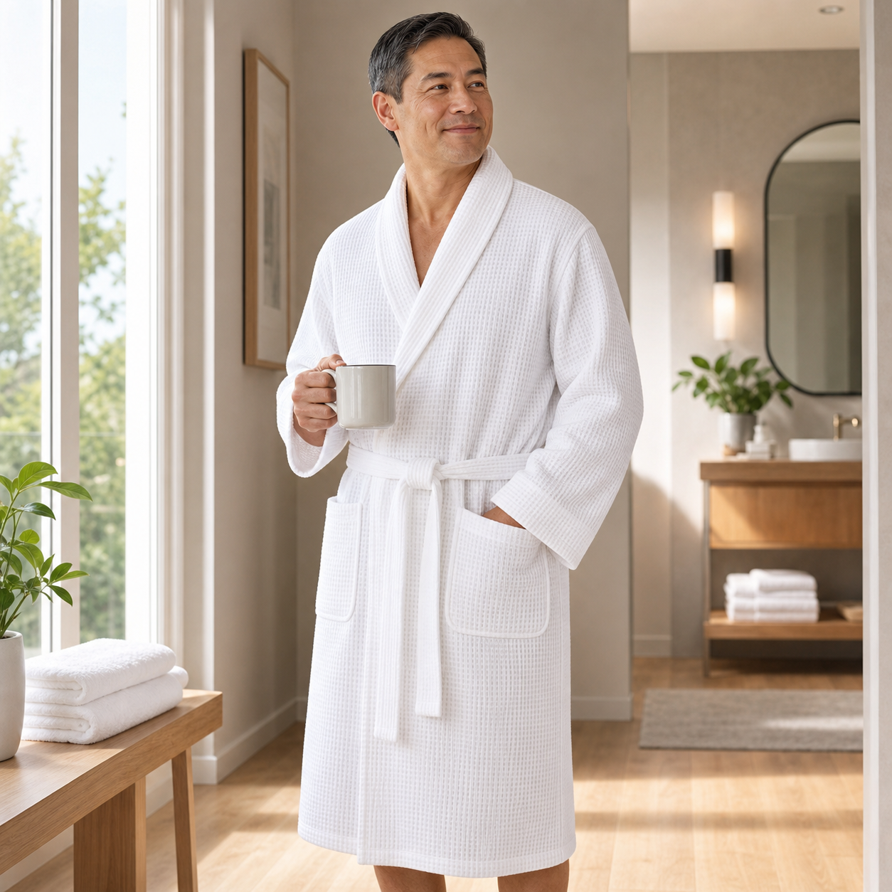 Men's Lightweight Waffle Bathrobes