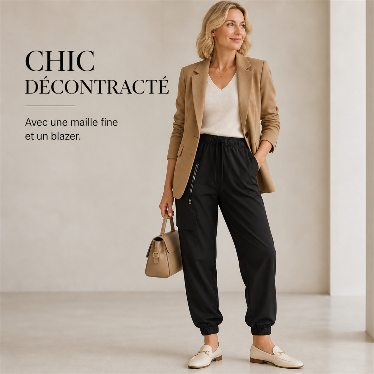 Pantalon cargo leger femme a chevilles elastiquees - Premiere idee de tenue