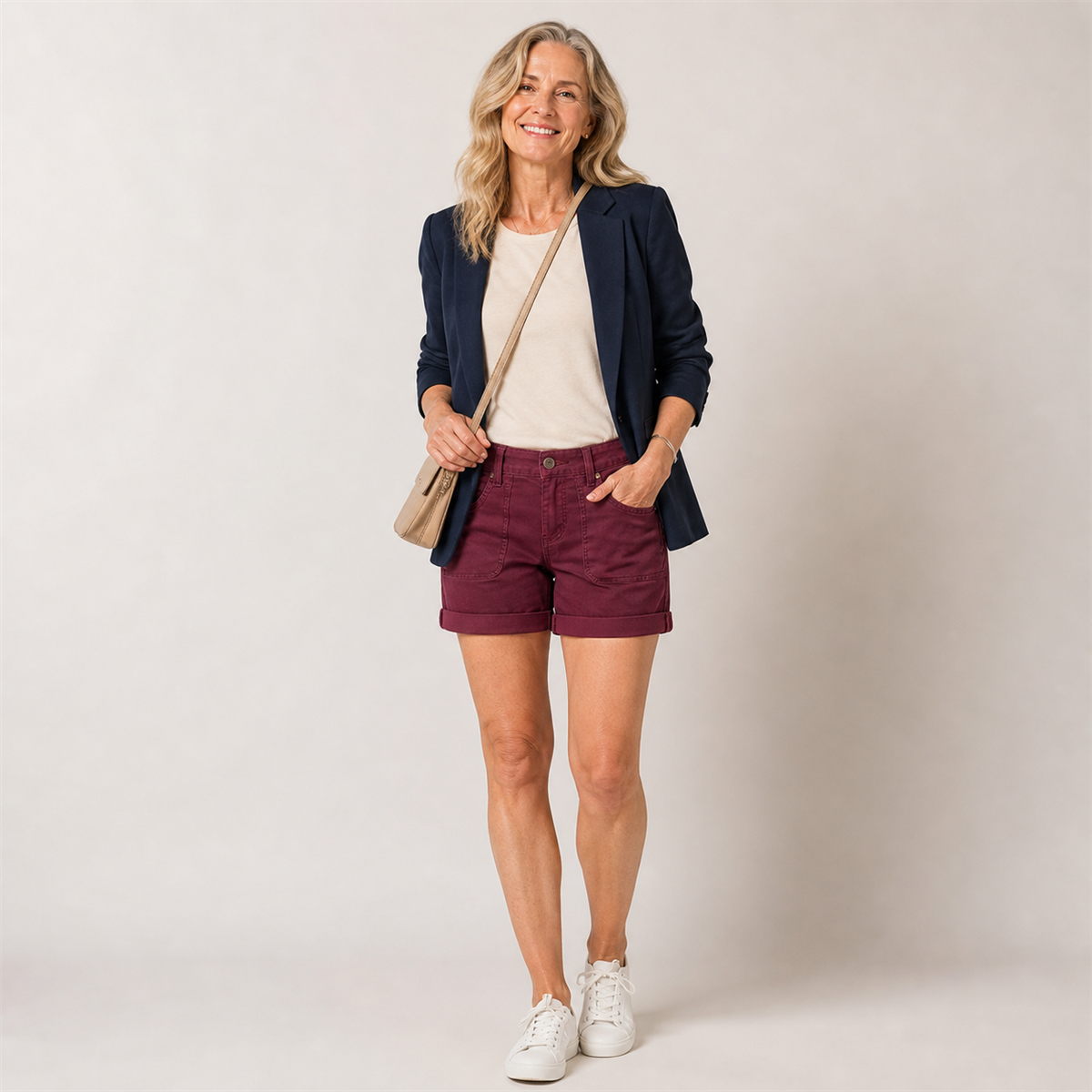 Short decontracte femme a revers et poches - Troisieme idee de tenue