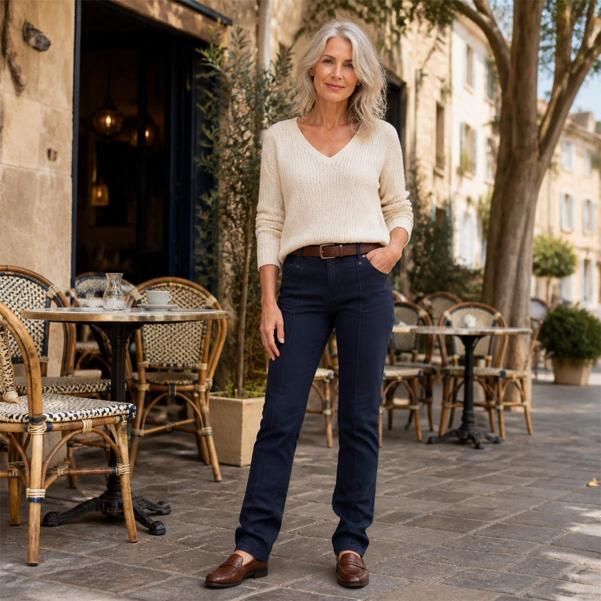 Pantalon droit femme a poches cargo - Porte en ville