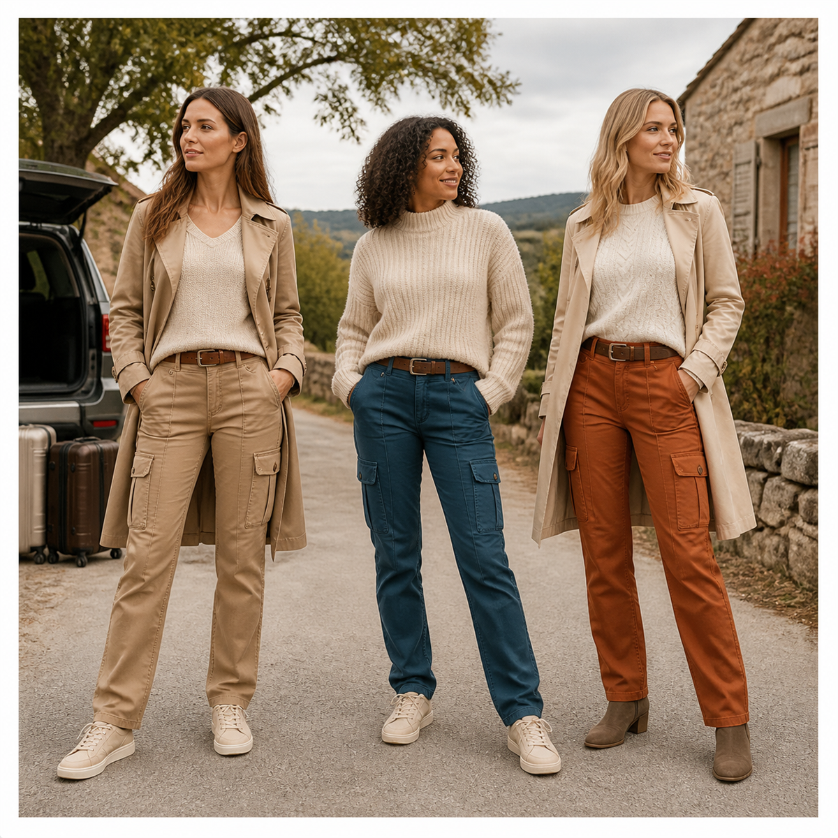 Pantalon droit femme a poches cargo - Troisieme idee de tenue
