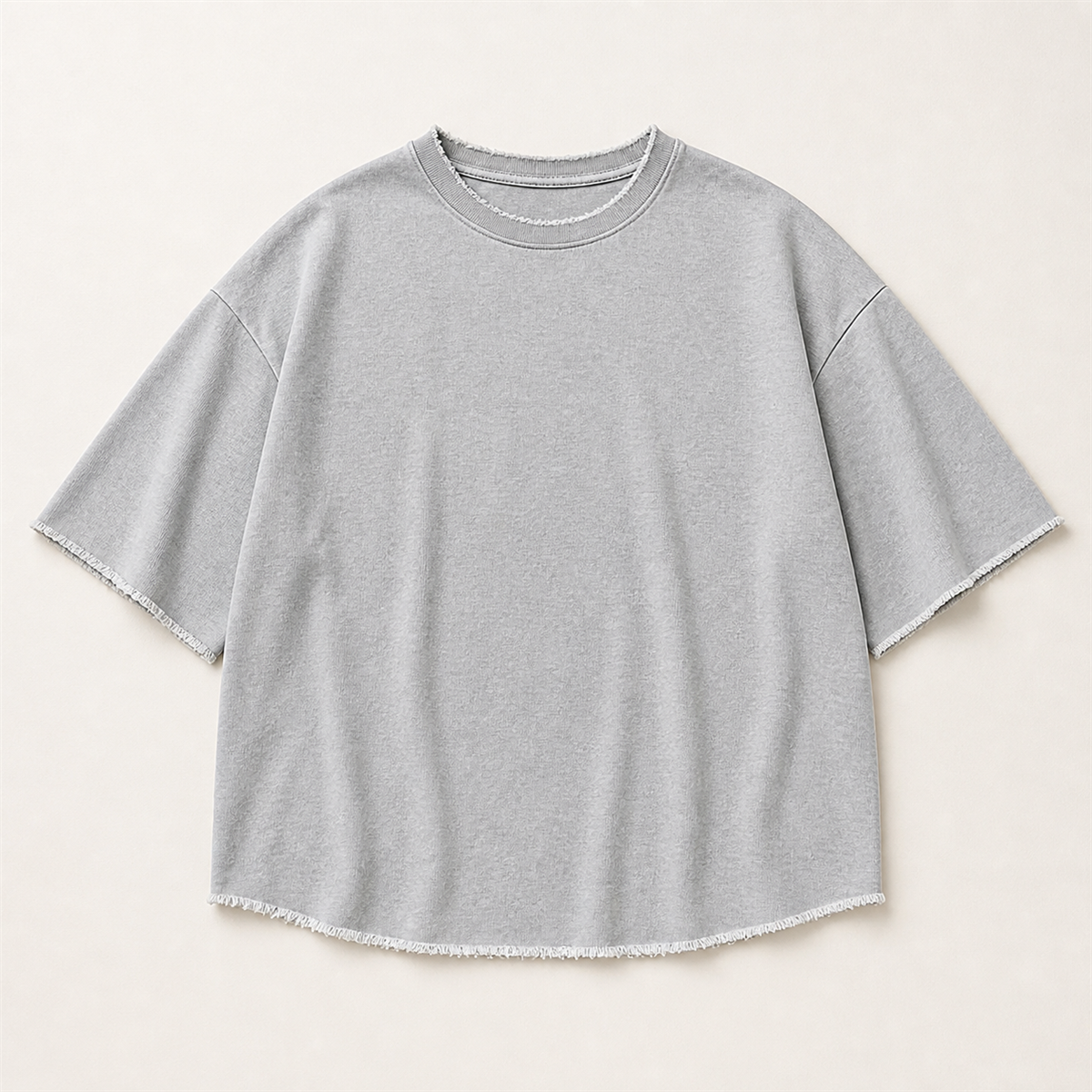 Ensemble homme avec t-shirt ample et short a cordon aux bords francs - Detail : t-shirt ample a col rond et epaules tombantes